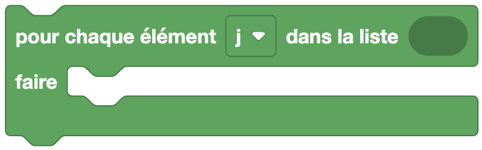 Para j en la lista loop